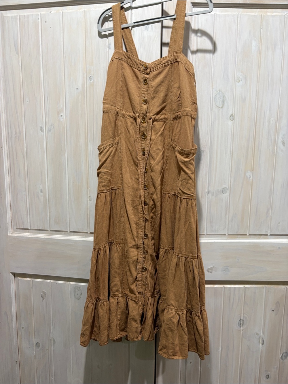 Free People Women’s Brown Button-Front Tiered Skirt Dress